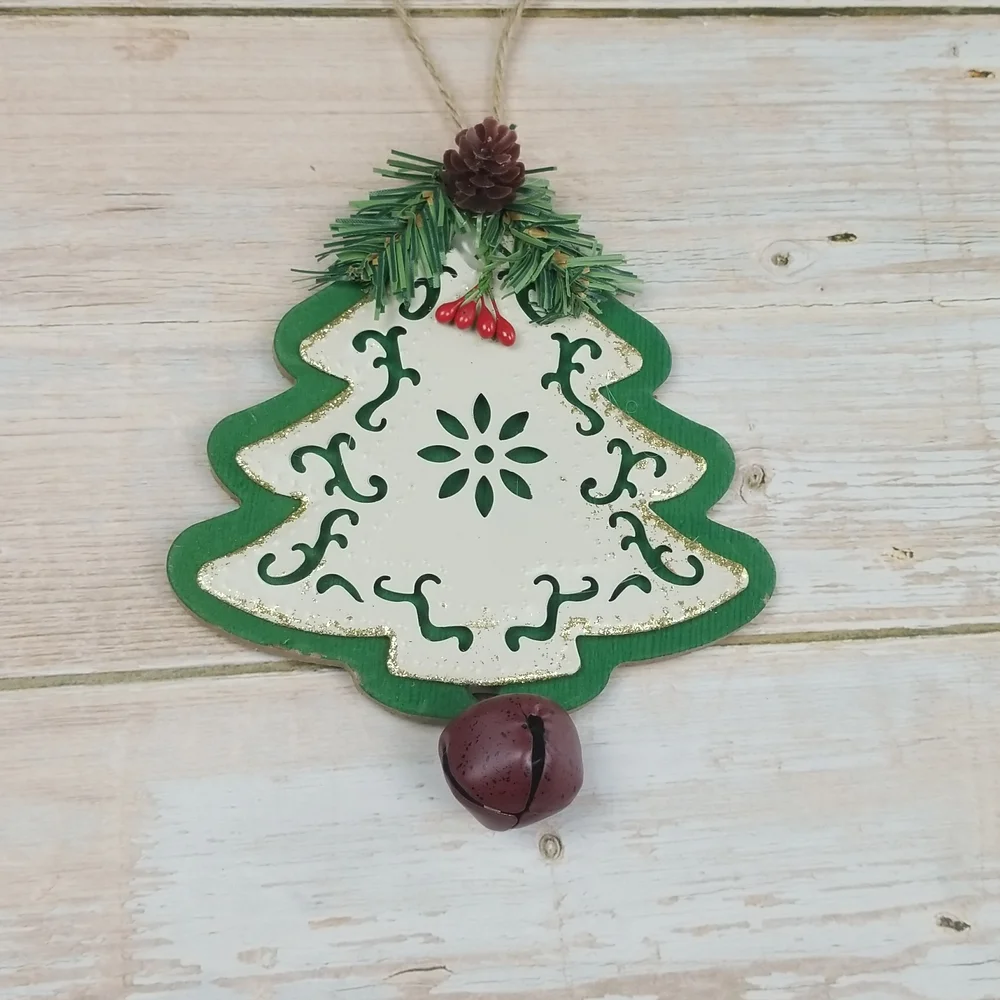 Christmas tree green Ornament with jingle bell hanger